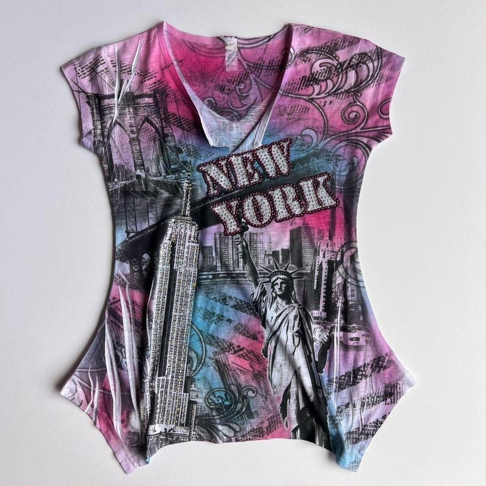 Y2K Bedazzled New York Graphic Top